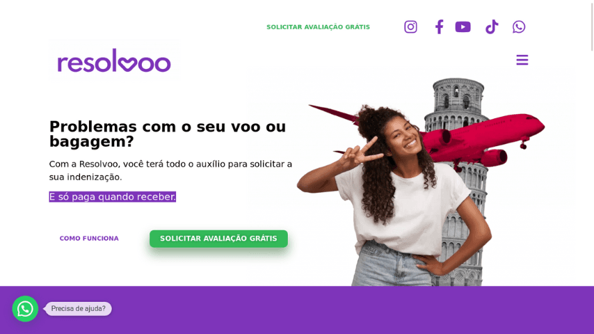 Print da tela da página inicial da Resolvoo